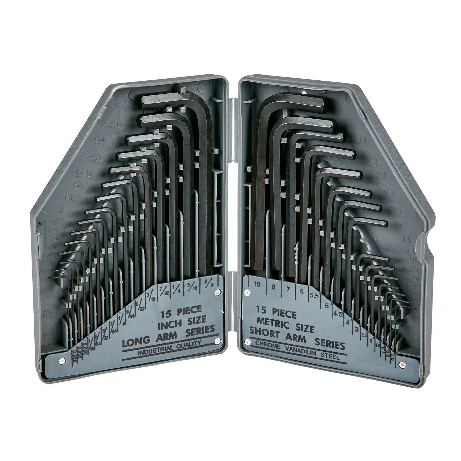 30 PIECE HEX KEY ALLEN ALAN ALLAN KEY LONG SET KIT with CASE METRIC & IMPERIAL