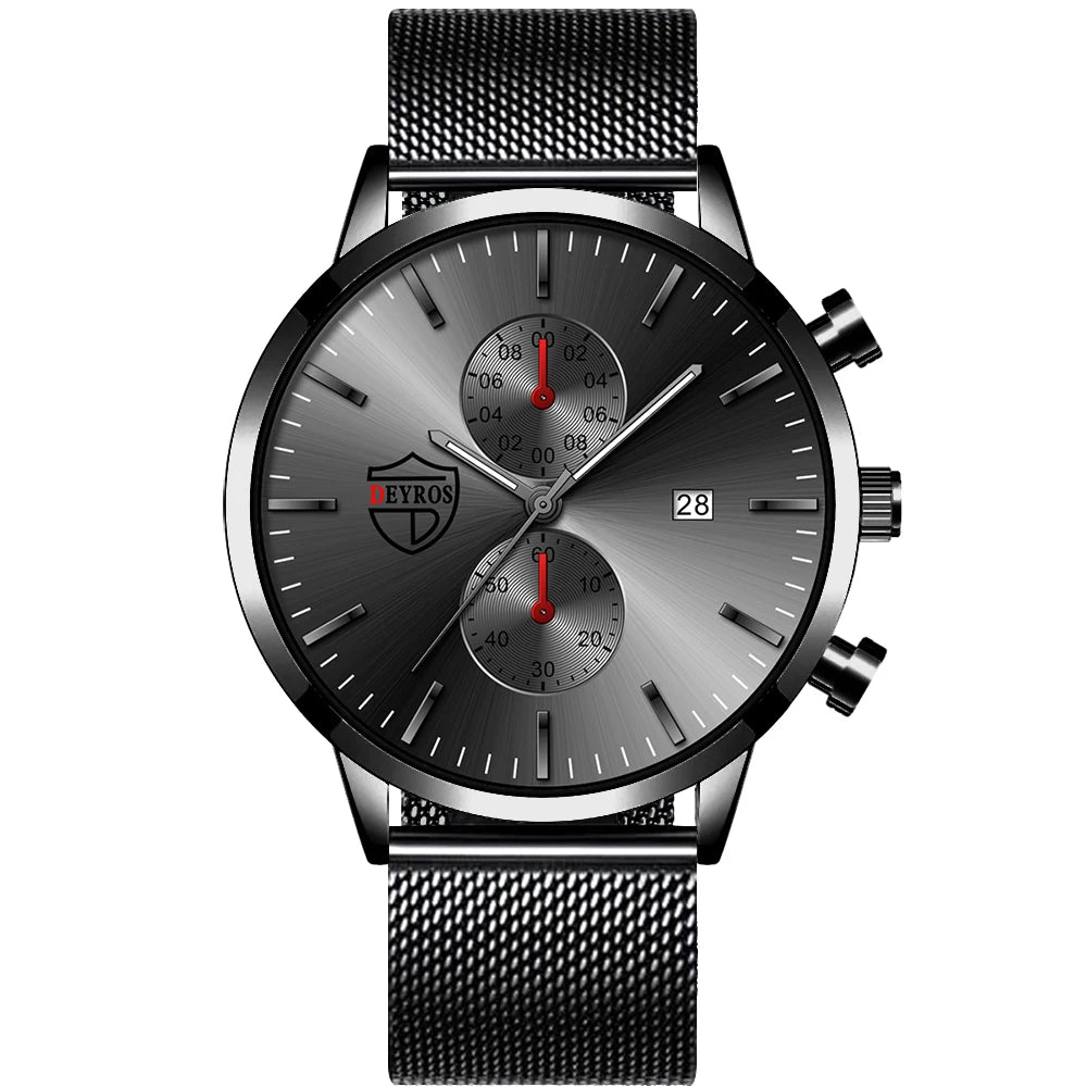 Brand Men'S Luxury Watches Fashion Stainless Steel Mesh Belt Quartz Wrist Watch Men Sports Luminous Clock Relogio Masculino