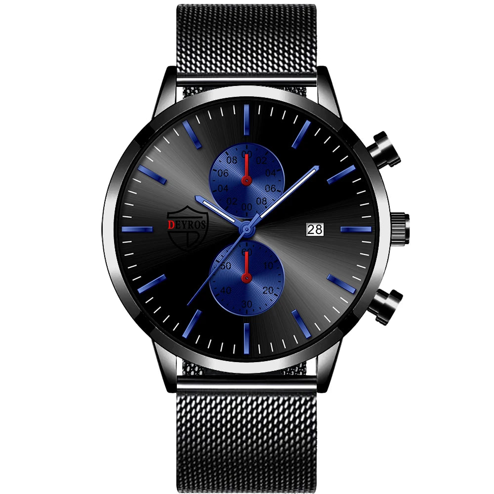 Brand Men'S Luxury Watches Fashion Stainless Steel Mesh Belt Quartz Wrist Watch Men Sports Luminous Clock Relogio Masculino