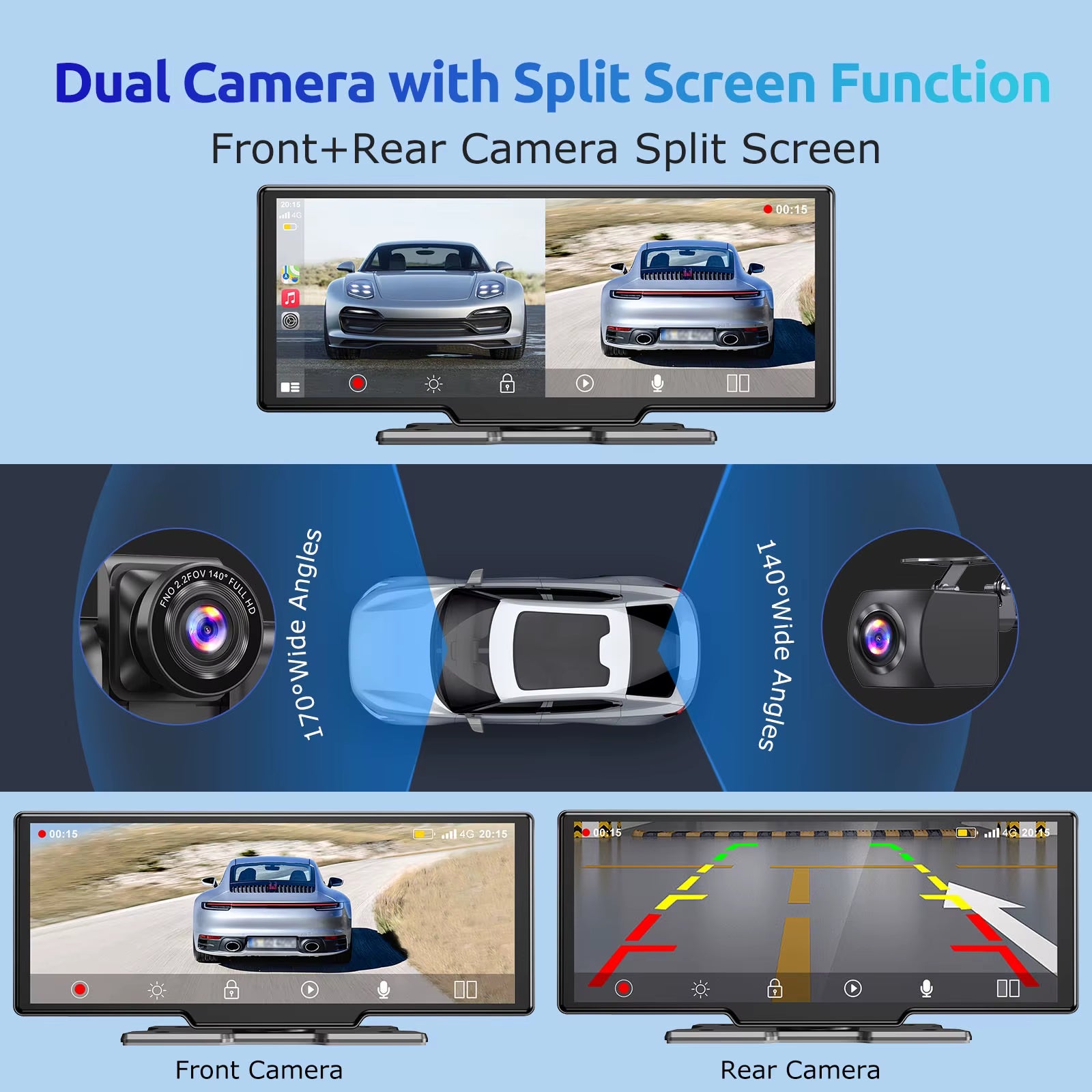Hodozzy 4k Rear View Camera Set With 4 Ahd Rear Camera Cable, Wireless Carplay Android Auto, 10.36 Inch Touch Screen 4 Split Monitor, Bluetooth, Airplay FM Loop Recording USB/TF, Carplay Screen Hodozzy 4k Rear View Camera Set With 4 Ahd Rear Camera Cable, Wireless Carplay Android Auto, 10.36 Inch Touch Screen 4 Split Monitor, Bluetooth, Airplay FM Loop Recording USB/TF, Carplay Screen