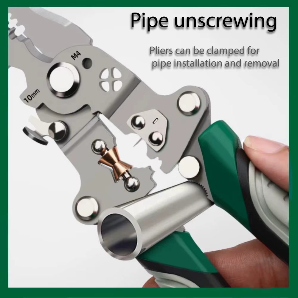Foldable Wire Stripper, Pulley Design Multi-Function Electrician Wire Splitter Wire Winding Pliers Crimping Pliers Hand Tool