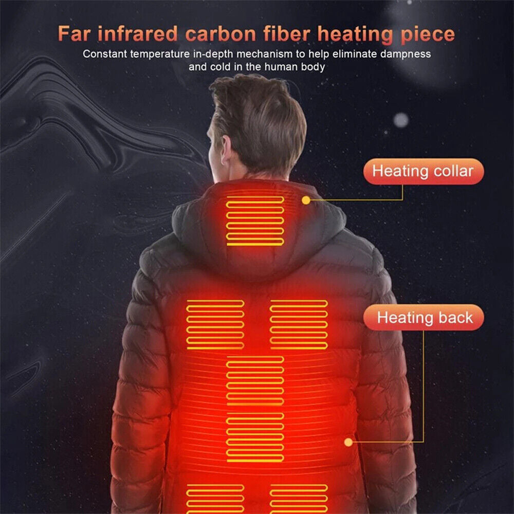 Men Women Electric Coat Heated Jacket USB Winter Warm up Heating Pad Body Warmer