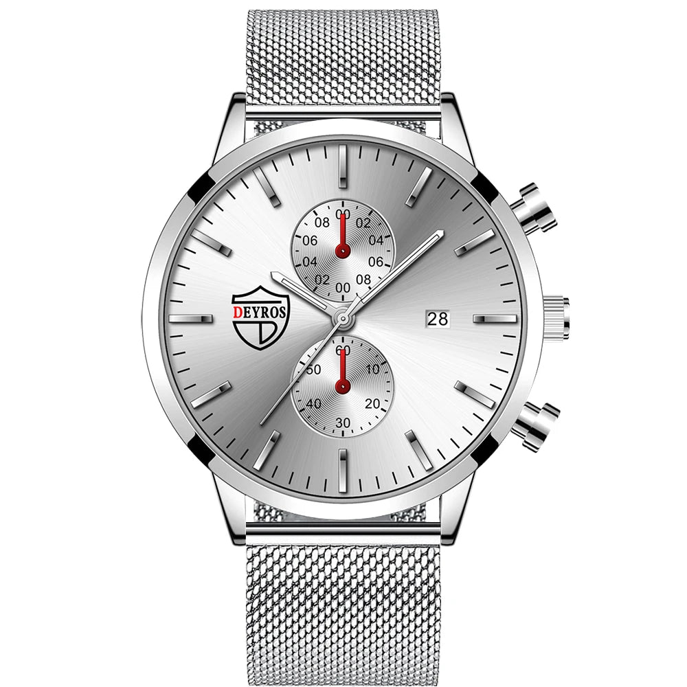 Brand Men'S Luxury Watches Fashion Stainless Steel Mesh Belt Quartz Wrist Watch Men Sports Luminous Clock Relogio Masculino