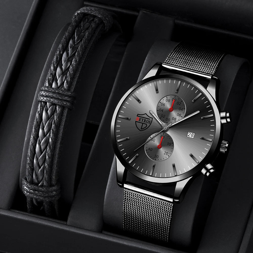 Brand Men'S Luxury Watches Fashion Stainless Steel Mesh Belt Quartz Wrist Watch Men Sports Luminous Clock Relogio Masculino