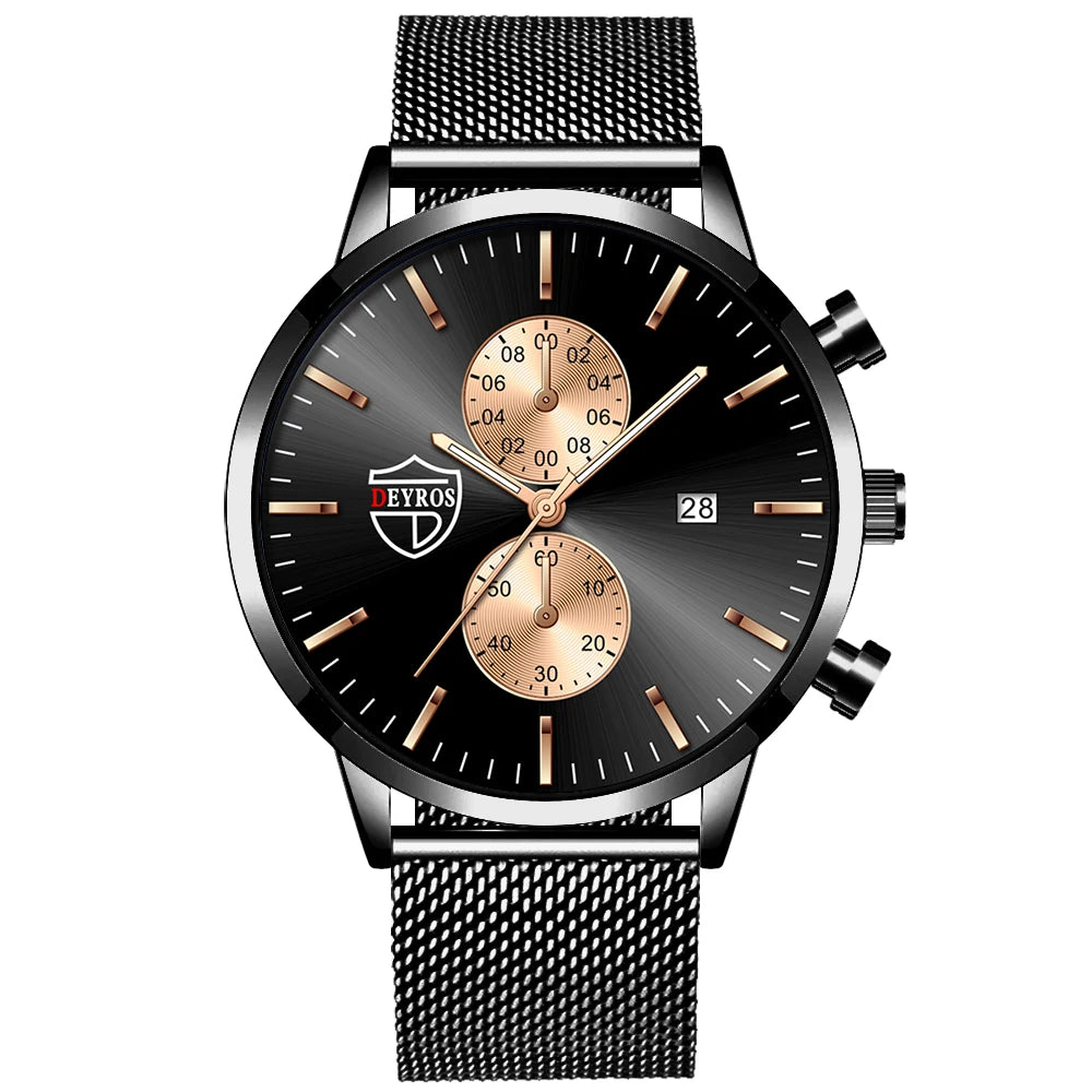 Brand Men'S Luxury Watches Fashion Stainless Steel Mesh Belt Quartz Wrist Watch Men Sports Luminous Clock Relogio Masculino