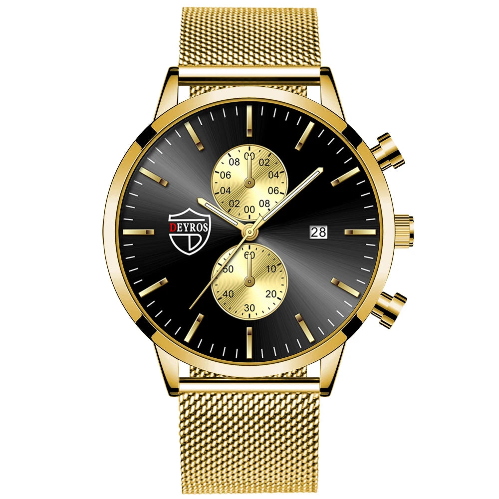 Brand Men'S Luxury Watches Fashion Stainless Steel Mesh Belt Quartz Wrist Watch Men Sports Luminous Clock Relogio Masculino